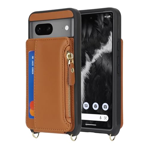 Cavor Compatible with Google Pixel 7 Case Wallet, Brown - color: Brown, size: Google Pixel 7