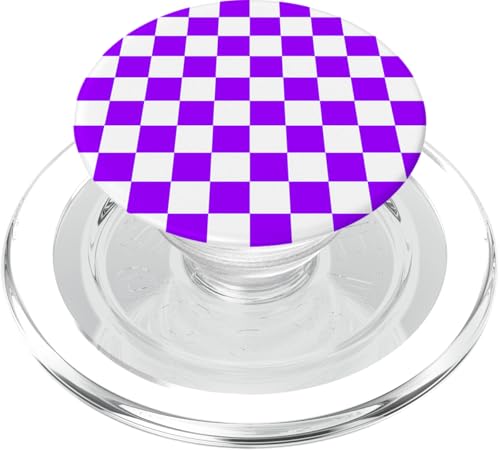Checkerboard Purple and White | Check Pattern/Checkered PopSockets PopGrip for MagSafe - style: Magnetic PopGrip