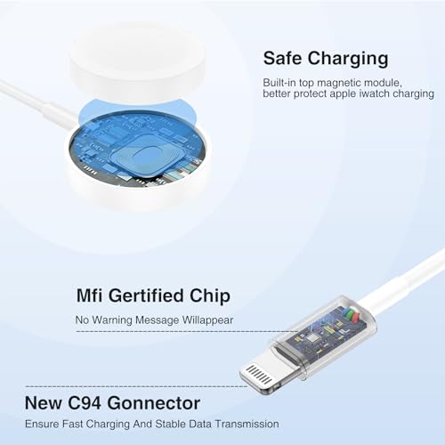 QZIIW 20W Apple Watch Charger,Apple Watch Magnetic Fast Charger USB C Cable - color: White