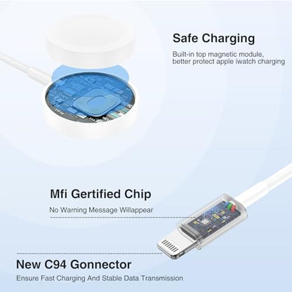 QZIIW 20W Apple Watch Charger,Apple Watch Magnetic Fast Charger USB C Cable - color: White