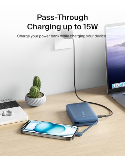 Belkin 10000mAh 20W USB C Power Bank, Portable Charger for iPhone & iPad - color: Blue, style: 10K mAh