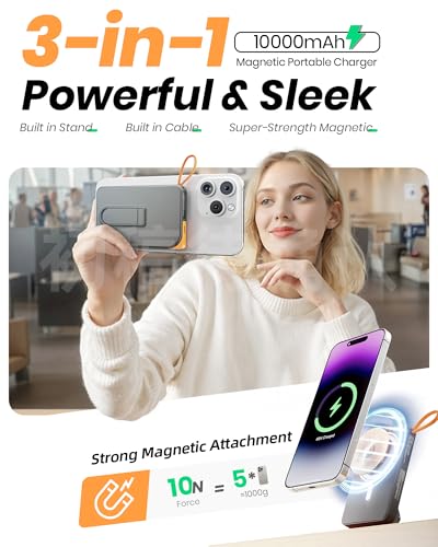 for Magsafe Power Bank iPhone, Magnetic Portable Charger 10000mAh - color: White