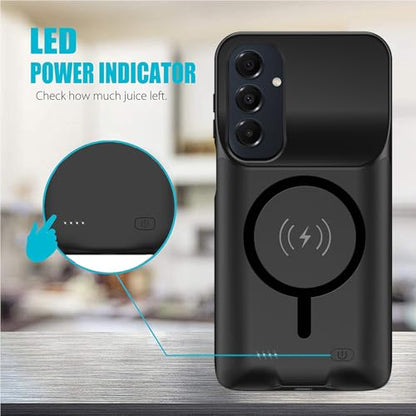 Battery Case for Galaxy A16/A17, 10000mAh High Capacity Portable Charger Case, Rechargeable Smart Battery Pack Compatible with Galaxy A16 A17 6.7 inch Charging, Support Wireless & Carplay - Black - size: Galaxy A16