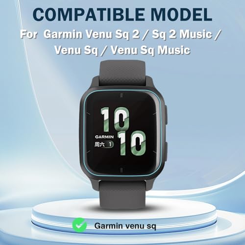 6 PCS Compatible for Garmin Venu Sq 2 Screen Protector Clear, Full Cover Anti-scratch Soft TPU [Not Glass] with Great Protection for Venu Sq 2 Music Watch Film, Sensitive Touch & HD - size: venu sq/sq 2