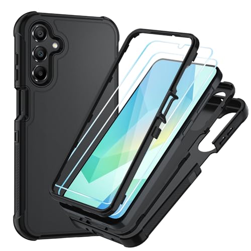 for Samsung Galaxy A16 5G Case : 3-Layer Shockproof Phone Cover with HD Screen Protector,Hybrid Protective Military-Grade Drop Protection for Galaxy A16 5G Phone Case (Black/Black) - color: Black/Black