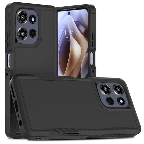 for Motorola Moto G Power 2026 / Moto G Power 2025 Case: Dual Layer Protective Heavy Duty Cell Phone Cover Shockproof Rugged with HD Screen Protector Military Protection Bumper Tough, Black - color: Black (PC) + Black (TPU)