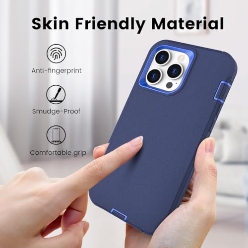 for iPhone 15 Pro Max Case, Dual Layer Shockproof Full Body Cover for Men, Military Grade Drop Protection Heavy Duty Protective Phone Case for Apple iPhone 15ProMax 6.7 inch (Navy/Blue) - color: Navy/Blue