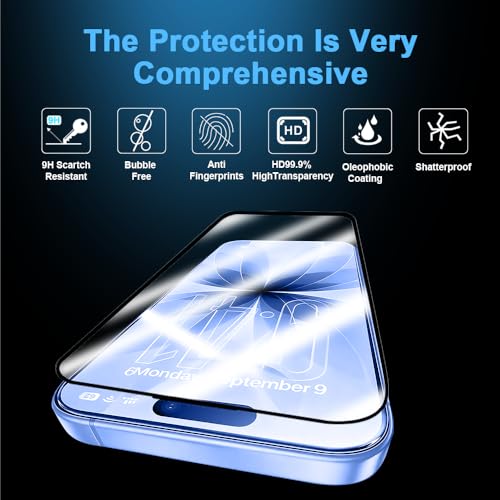 9H+ Tempered Glass for iPhone 17 Screen Protector with Auto Dust Removal Installation Frame Military Grade Protection (Scratch, Shatter, Drop Resistance) Full Edge Coverage 6.3" 2025, 2 Pack - size: iPhone 17