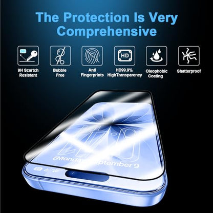 9H+ Tempered Glass for iPhone 17 Screen Protector with Auto Dust Removal Installation Frame Military Grade Protection (Scratch, Shatter, Drop Resistance) Full Edge Coverage 6.3" 2025, 2 Pack - size: iPhone 17