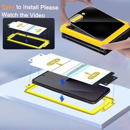 Ferilinso 2 Pack Privacy Screen Protector for Samsung Galaxy Z Flip 7 | 9H+ Tempered Glass Back&Camera Lens Protectors, Military-Grade Shatterproof, Case Friendly, Easy Installation Bubble Free - size: Samsung Galaxy Z Flip 7-Black