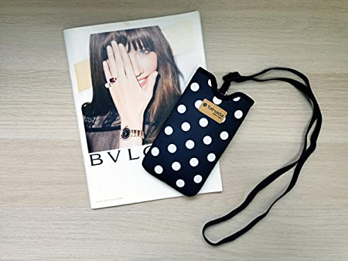 Tainada Neck Cellphone Sleeve Carrier w/Belt Loop (Black White Polka Dots) - color: Black White Polka Dots