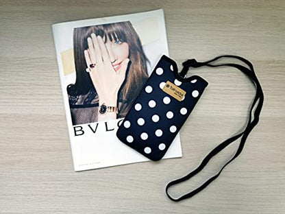 Tainada Neck Cellphone Sleeve Carrier w/Belt Loop (Black White Polka Dots) - color: Black White Polka Dots