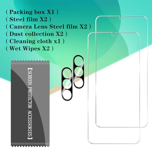 BIGFACE Galaxy A26 Tempered Glass Screen Protector + Camera Lens Protector [2 + 2 Pack][Case Friendly][Anti-Scratch][Ultrasonic Fingerprint Unlock] HD Protective Film for Samsung Galaxy A26 - size: Galaxy A26 (6.7")