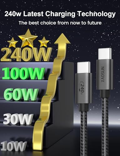 XAOSUN 240W USB C to USB C Cable USB C 2.0 Fast Charging Cable 6.6FT 2-Pack - size: 6.6FT-2 Pack