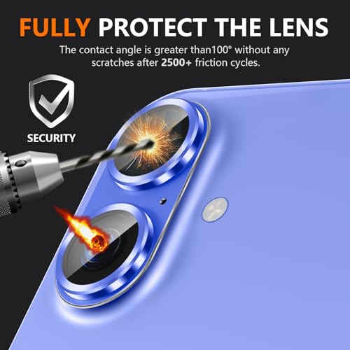 Suoman for iPhone 16/16 Plus Camera Lens Protector, 9H Tempered Glass Film - color: Ultramarine