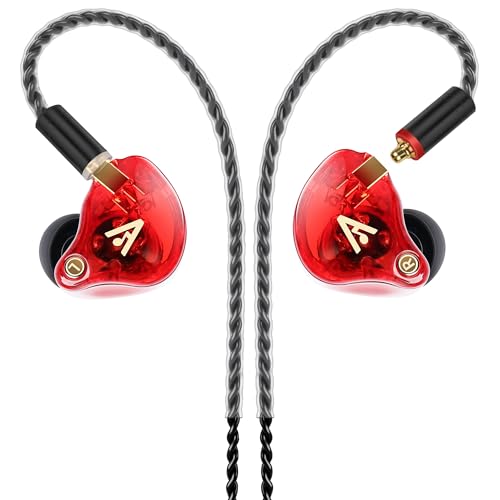 Audiovance Vibes 202 HiFi Wired Earbuds, IEM in-Ear Monitor Headphones - color: 3-Red