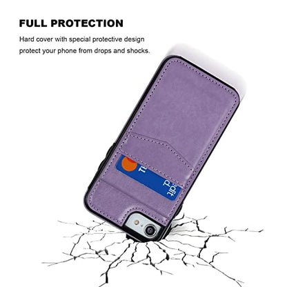 KIHUWEY for iPhone SE/8/7 Wallet Case Card Holder Kickstand, Purple - color: Purple