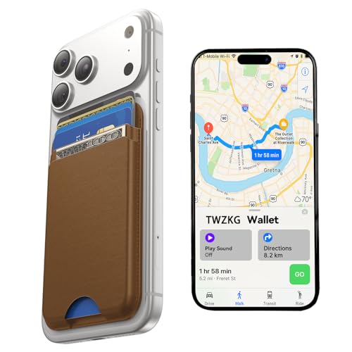 TWZKG for MagSafe Wallet, Works with Apple Find My,5 Card Holder, Slim Magnetic Phone Wallet for iPhone 17/16/15/14/13/12 Pro Max Plus Air, RFID Blocking Vegan Leather,Coffee - color: Findmy Coffee