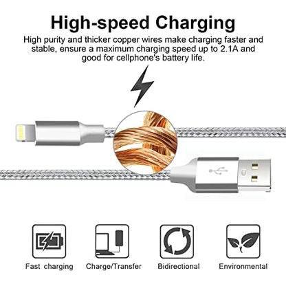USB to Lightning Cable, 5 Pack iPhone Charger Fast Charging Cord (Silver) - color: Silver, style: USB-A to L