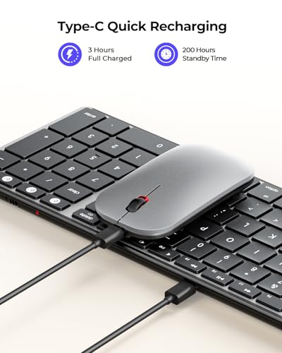 seenda SKM64-2 Bluetooth Keyboard and Mouse Combo for Mac, MacBook and iPad - color: Black & Silver