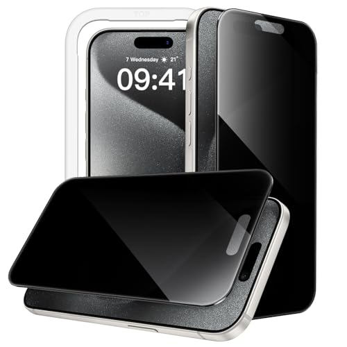 JETech 360° Privacy Screen Protector for iPhone 15 Pro, 2-Pack - size: iPhone 15 Pro