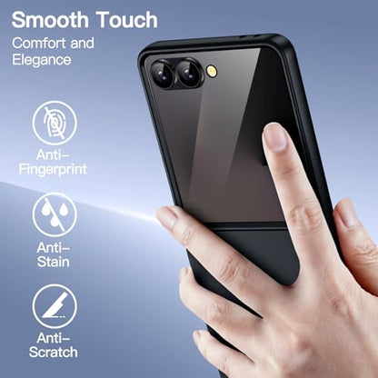 JETech Case for Samsung Galaxy Z Flip 7, Black | Built-in Front Screen Protector, Slim Hard PC Design, Shockproof Protection, Anti-Scratch Finish - color: Black