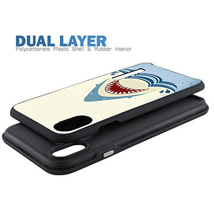 CasesOnDeck Case Compatible with [Apple iPhone X | iPhone Xs][Grip Tactical] iPhone Xs Hybrid Bump and Drop Protection Case Slim Fit Dual Layer Cover (Shark Attack) - color: Shark Attack