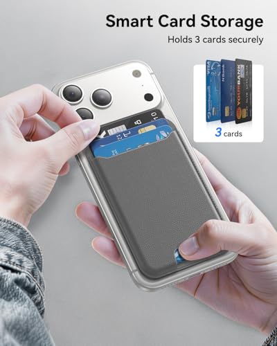 TWZKG for MagSafe Wallet, 3 Cards Holder, Slim Magnetic Phone Wallet for iPhone 17/16/15/14/13/12 Pro Max Plus Air Series,RFID Blocking Vegan Leather,Titanium Grey - color: Titanium Grey