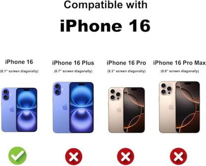 for iPhone 16 Case Clear, Non-Yellowing, Compatible with MagSafe, Military-Grade Protective Case, Shockproof Slim Phone Case for iPhone 16 Transparent 6.1 Inch, Crystal Clear
