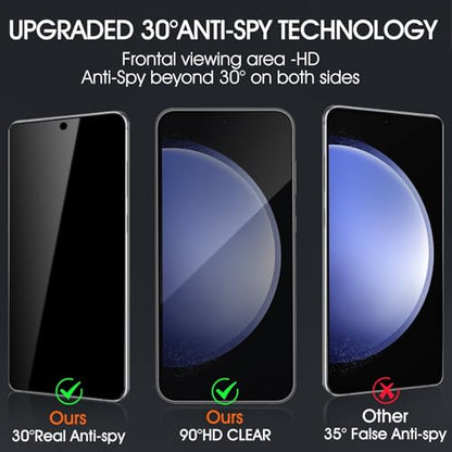 [3 Pack] Privacy Screen Protector for Samsung Galaxy S23 FE 6.4in, Anti-Spy Tempered Glass Film, Bubble-Free, Easy Install - size: Galaxy S23 FE