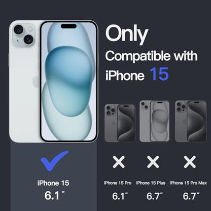 JETech Case for iPhone 15, Anti-Yellowing, Blue | Shockproof Protection, Scratch Resistant Hard PC Back, Durable Transparent TPU Bumper - color: Blue, size: iPhone 15