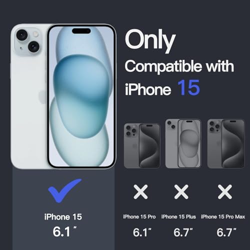 JETech Case for iPhone 15, Anti-Yellowing, Blue | Shockproof Protection, Scratch Resistant Hard PC Back, Durable Transparent TPU Bumper - color: Blue, size: iPhone 15