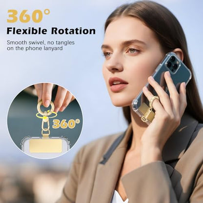 MoKo Heavy Duty Phone Tether Tab ×2, 360° Rotatable Spring O Ring ×2 - color: Gold