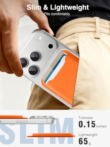 TopMade for MagSafe Wallet, Strongest Magnetic Phone Wallet, 4 Cards Holder - color: Orange