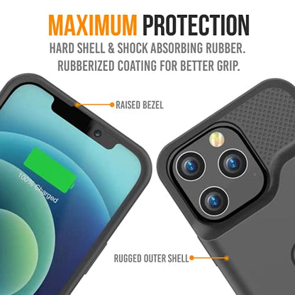 Alpatronix Battery Case for iPhone 15 Pro Max & 15 Plus, Portable Strong Slim Protective Extended Charger Case, 15W Fast Charging, 7000mAh Wireless Charging Case, Apple Pay, CarPlay (BX15PM) –Black - size: iPhone 15 Pro Max and iPhone 15 Plus