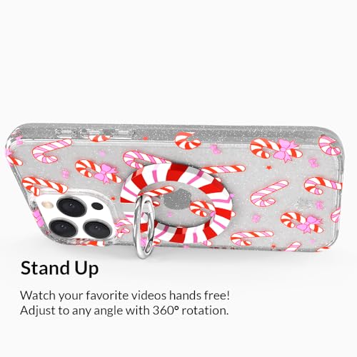 VELVET CAVIAR Compatible with MagSafe Phone Grip - Magnetic Ring Holder with Adjustable Stand - Removable MagSafe Accessories for iPhone 16, 15, 14, 13, 12 (Christmas Peppermint Princess) - color: Peppermint Princess