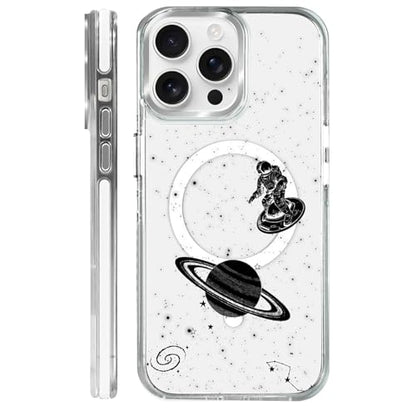 Magnetic Case for iPhone 14 Pro Design On Clear Base, Compatible with MagSafe, Slim Protective Soft TPU Bumper Phone Cover Women Girls Case Astronaut Galaxy Earth Cycling - color: Astronaut Galaxy Earth Cycling, size: iPhone 14 Pro