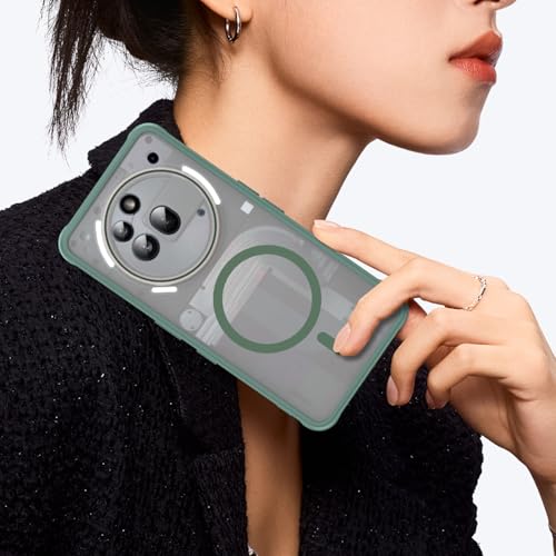 Asuwish Phone Case for Nothing Phone (3a) Pro, Compatible with Magsafe Magnetic, Translucent Matte Anti-Fingerprint Back, Military Grade DropProof Shockproof Protective Cell Cover 3 a Women Men Green - color: Green