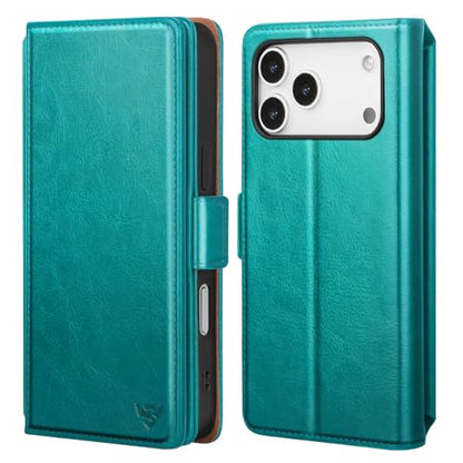 Compatible with iPhone 17 Pro Case Wallet with Card Holder [9 Card Slot] Women Men,RFID Blocking Luxury PU Leather Phone Case Flip Folio Protector Cover Credit Card Slot Kickstand,Blue Green - color: Blue Green, size: iPhone 17 Pro