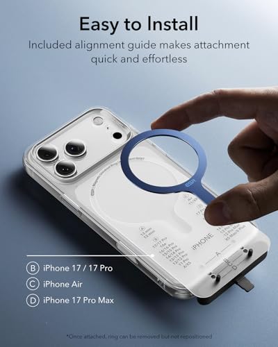 ESR for MagSafe Sticker, MagSafe Ring for iPhone 18 Pro Max/17-12 - color: Dark Blue