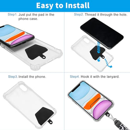SHANSHUI Phone Lanyard, Neck Wrist Nylon Cell Phone Lanyard 1Pcs Tether Pads Compatible with iPhone & All Smartphones in Full Cover Cases - color: Tpuwhite, size: 17inch