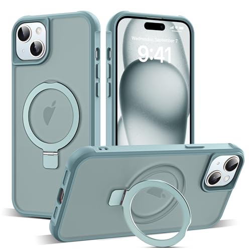 SKYLMW Compatible with iPhone 15 Plus Case with Stand,Blue | iPhone 15 Plus Phone Case 6.7",Magnetic Ring Stand,Compatible with MagSafe,Military-Grade Plustection,Great Grip Feeling - color: Blue, size: Iphone 15 Plus