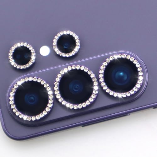 for Samsung Galaxy S26 Ultra Camera Lens Protector, Bling Diamond Metal Ring Tempered Glass Lens Cover, Sparkly Rhinestone Accessories (Violet) - color: Violet