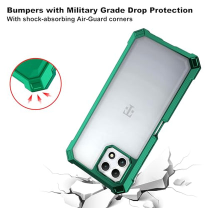 Ailiber Case for REVVL 7, T-Mobile REVVL 7 5G Phone Case with Screen Protector,Dual Layer Shockproof Bumper, Clear Transparent Anti Yellowing, Military Grade Drop Protection Cover-Green - color: Crystal Clear & Green