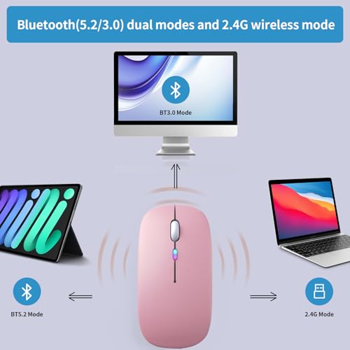 Afaartcci Rechargeable Wireless Mouse, Silent Bluetooth Mouse (Pink) - color: Pink