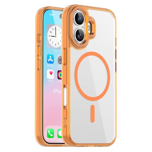 Case for iPhone 17 Clear Magnetic Compatible with MagSafe [Anti Yellowing] Military Grade Protection TPU Bumper Shockproof Transparent Rugged Slim Phone Case for iPhone 17 6.3" Orange BC - color: Orange, size: iPhone 17 6.3"