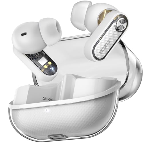 TOZO Crystal Pods Hybrid Active Noise Cancelling Wireless Earbuds, White - color: White