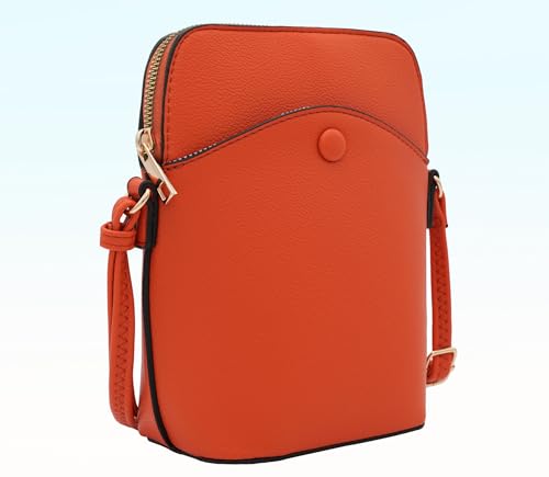 Small Crossbody Bag with Gold Hardware, Mini Shoulder Purse with Adjustable Strap - color: Burnt Orange