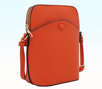 Small Crossbody Bag with Gold Hardware, Mini Shoulder Purse with Adjustable Strap - color: Burnt Orange