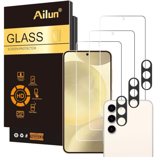 Ailun Screen Protector for Galaxy S24 3 Pack + 3 Pack Camera Lens Tempered Glass Fingerprint Unlock Compatible 0.25mm Anti-Scratch Case Friendly Clear - HD - color: Transparent, size: S24 6.2 inches